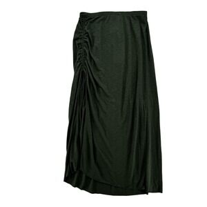 Becca Skirt Womens Small Green Ruched Maxi High Waist Soft Stretch Pull On New